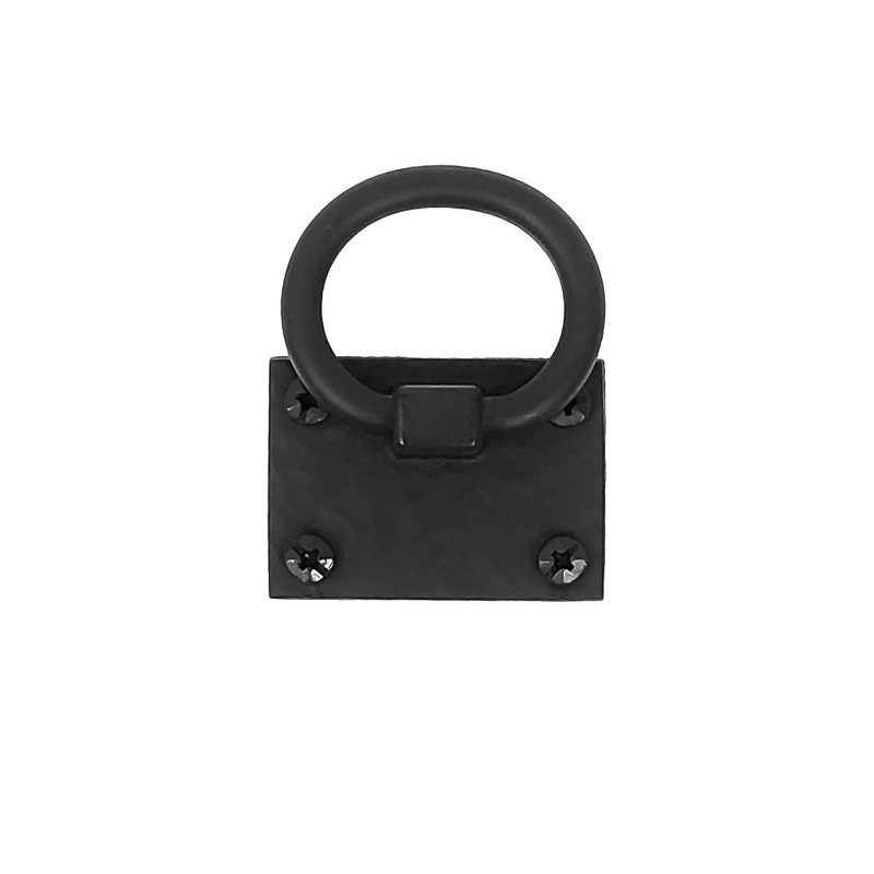 2-Inch Black Iron Square Ring Pull Cabinet Handle
