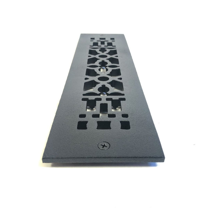 14'' x 3.5'' Black Cast Iron Decorative Floor Grille