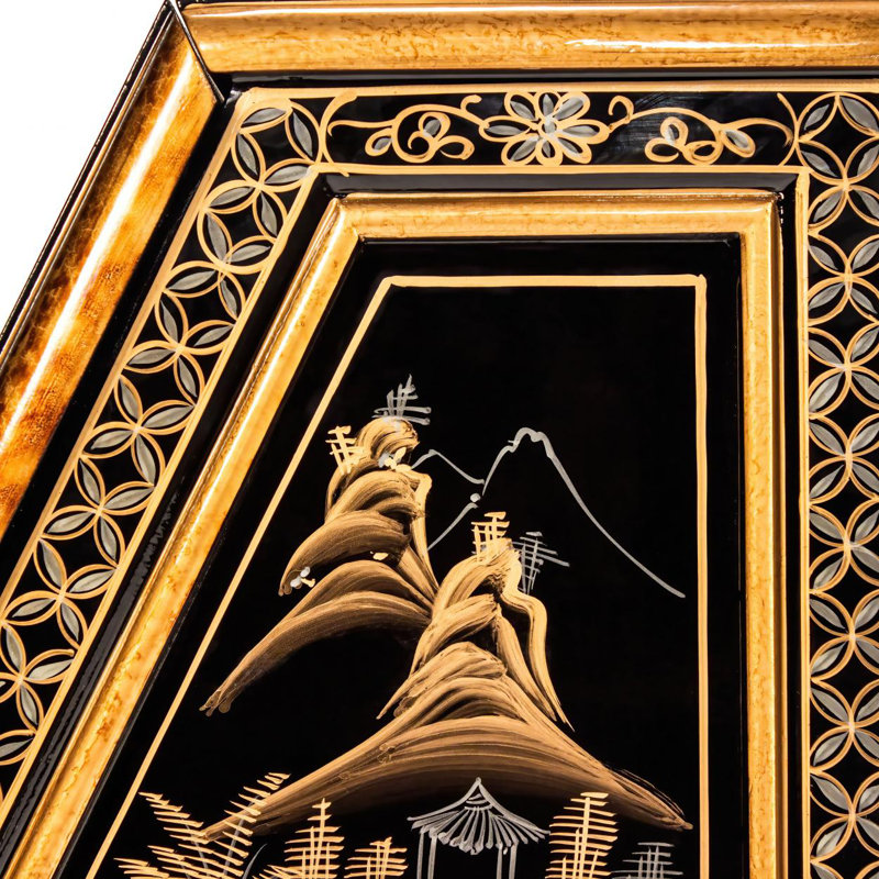 Exquisite Black Lacquer Secretary Desk with Mother-of-Pearl Accents