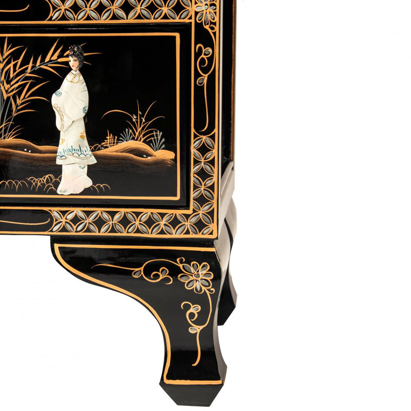 Exquisite Black Lacquer Secretary Desk with Mother-of-Pearl Accents