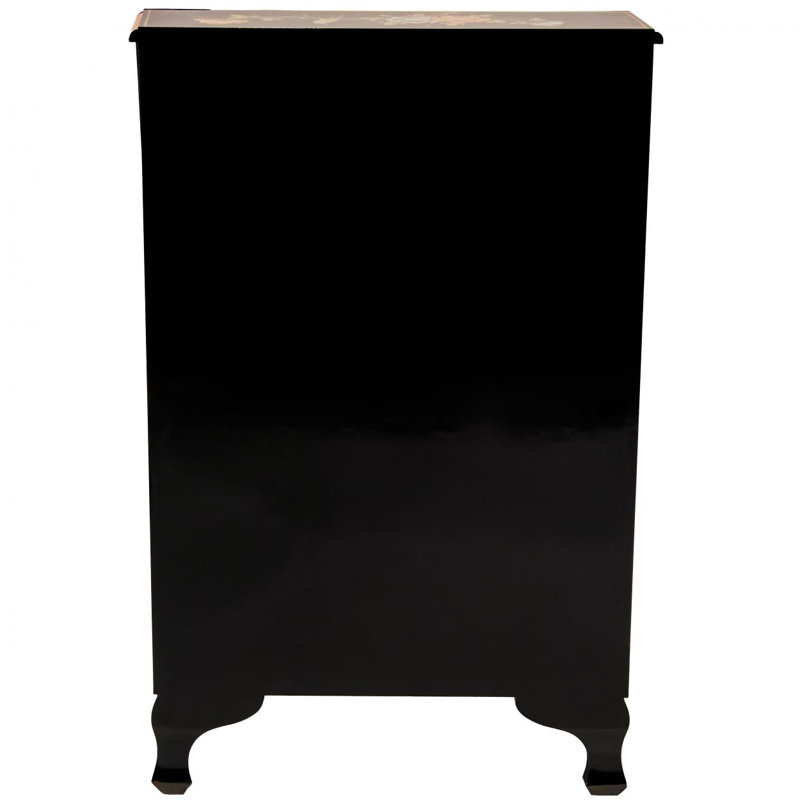 Exquisite Black Lacquer Secretary Desk with Mother-of-Pearl Accents