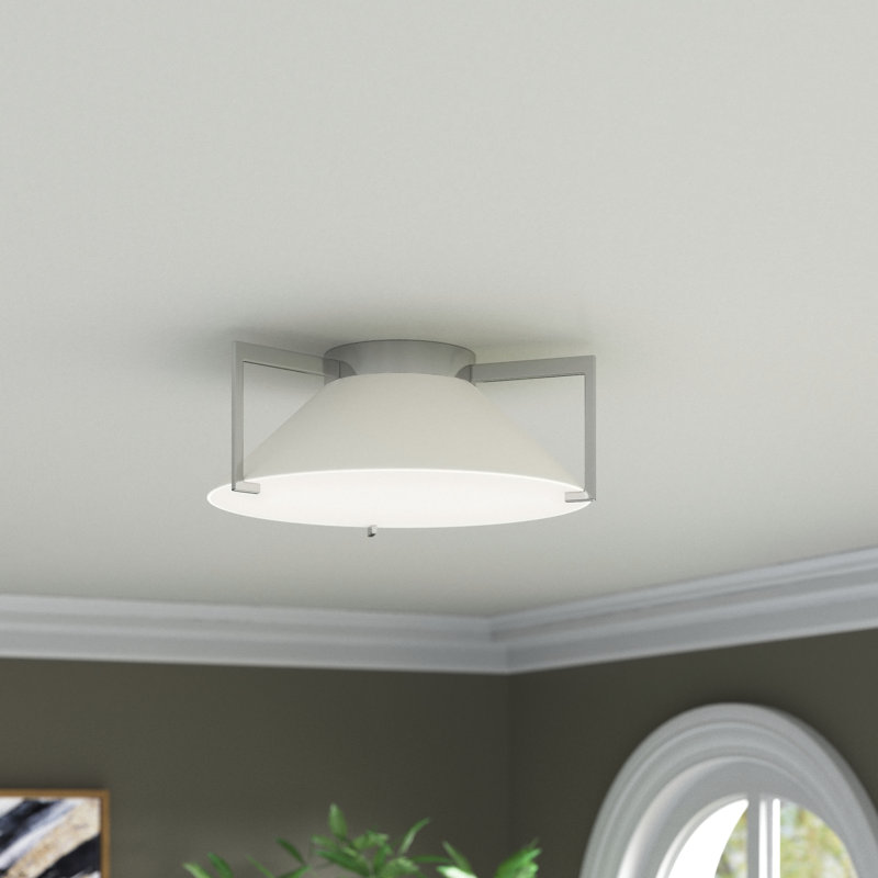 Transitional Brushed Bronze 20" LED Drum Flush Mount with Etched Acrylic