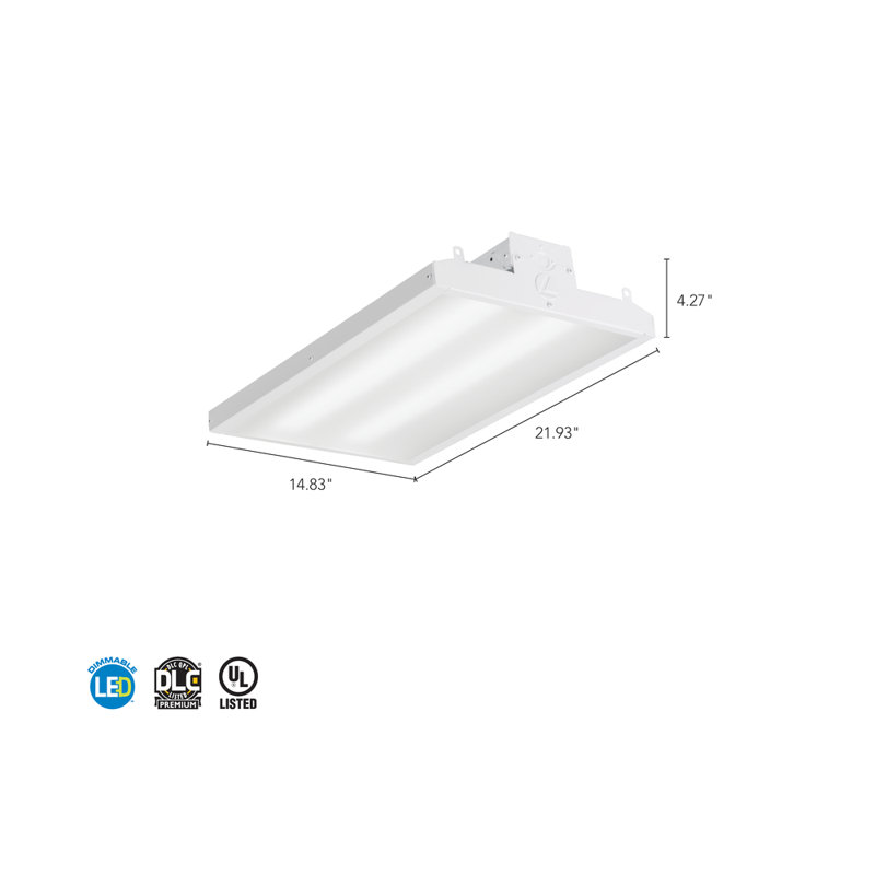 Sleek White 4000K Cool White Dimmable LED High Bay Light, 22"