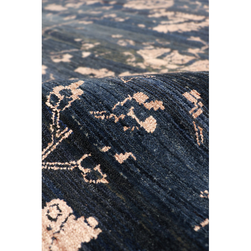 Elysian Blue Hand-Knotted Wool Transitional 10' x 14' Area Rug
