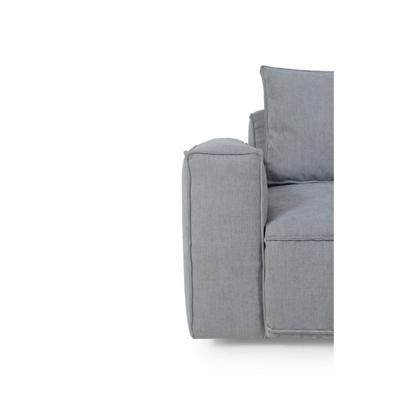 Light Gray Luxe Leather 3-Piece Power Reclining Sectional with Pillow Back