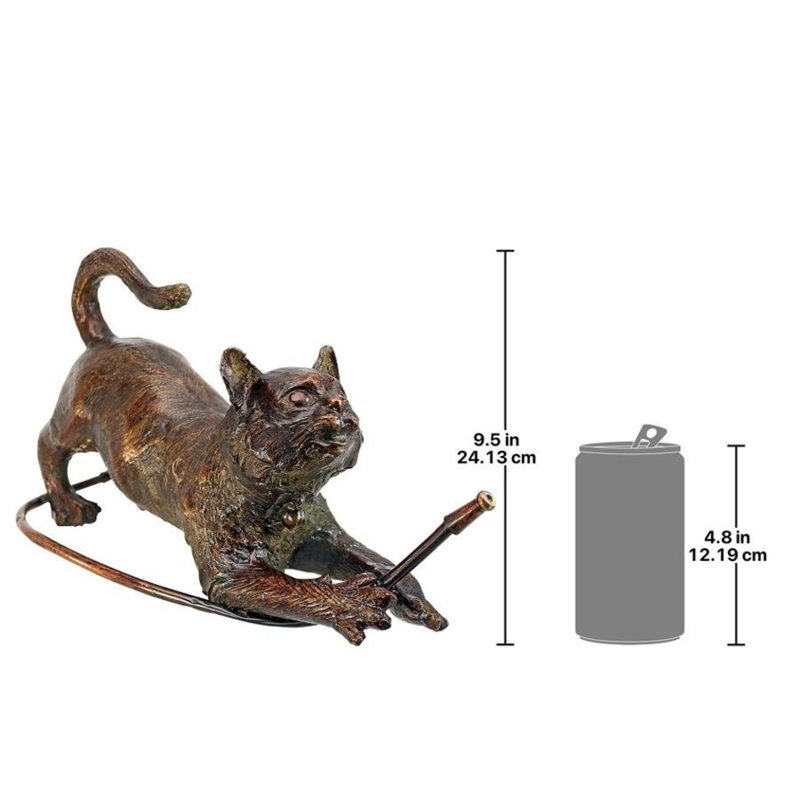 Bronze Mischievous Cat Garden Statue with Hose