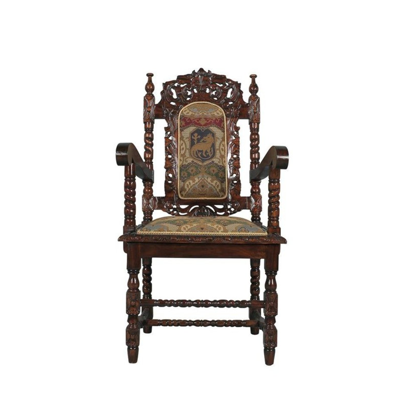 Chicago Bears Handcrafted Walnut Wood High-Back Accent Chair