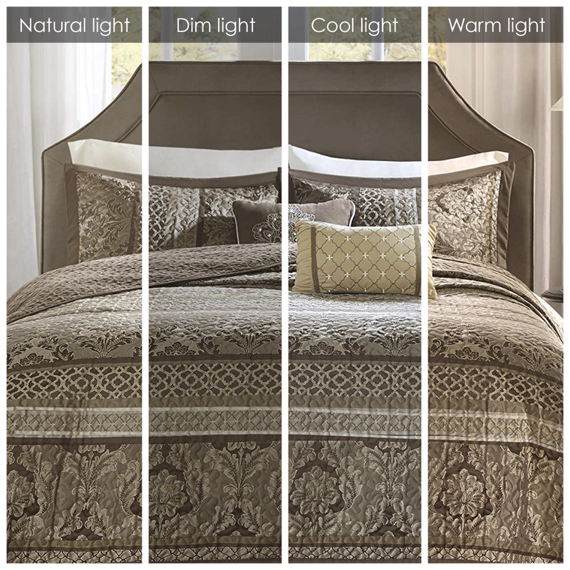 Bellagio Brown King Reversible Microfiber Bedspread Set