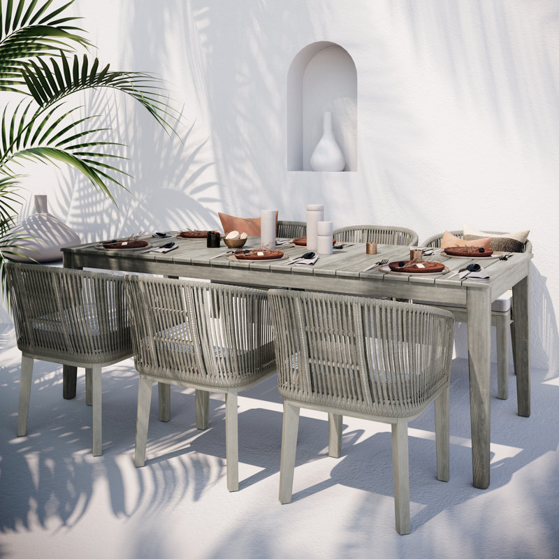 Carmel 83" Distressed Weathered Grey Solid Acacia Outdoor Dining Table