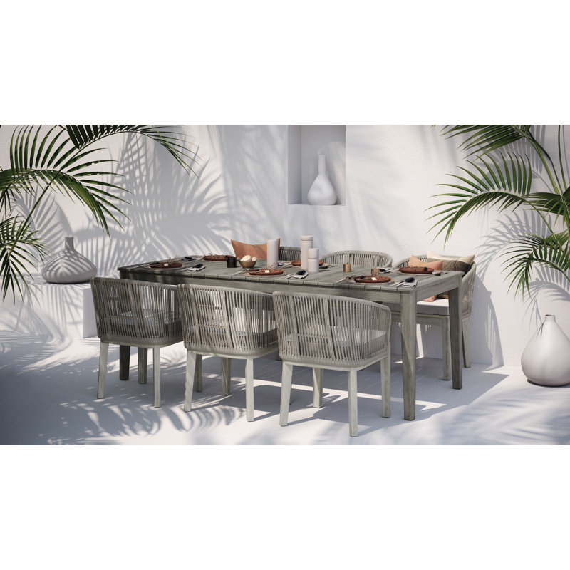 Carmel 83" Distressed Weathered Grey Solid Acacia Outdoor Dining Table