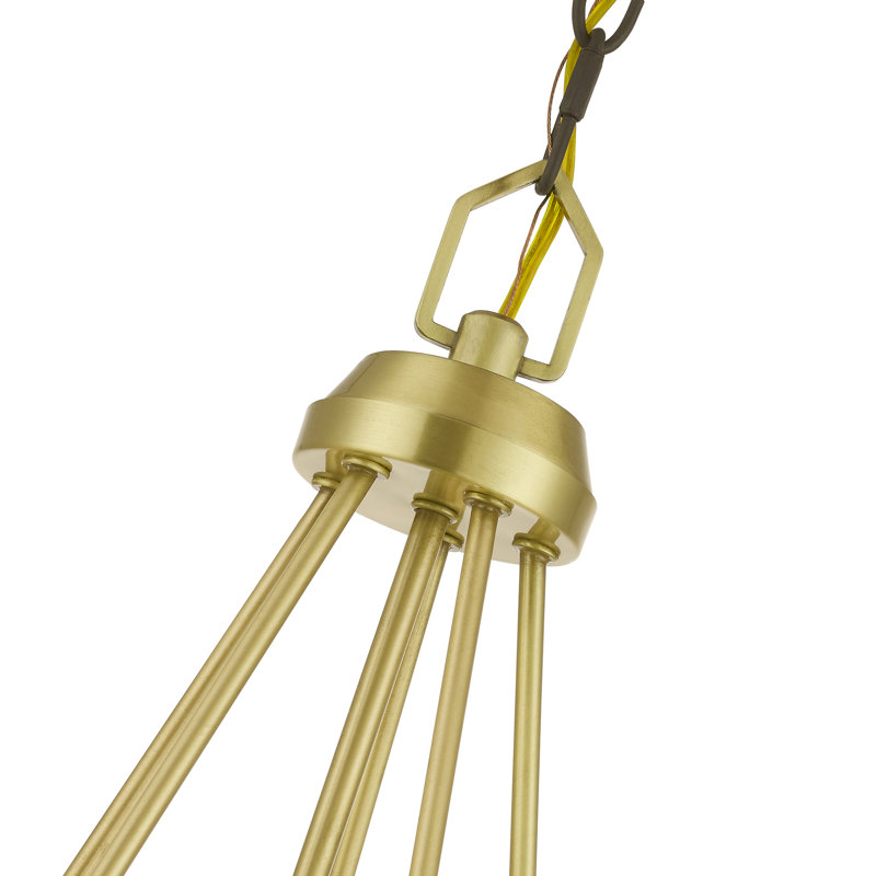 Satin Brass and Bronze 5-Light Mid-Century Modern Chandelier
