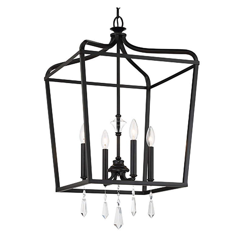 Laurel Estate Coal Finish 4-Light Clear Glass Lantern Chandelier