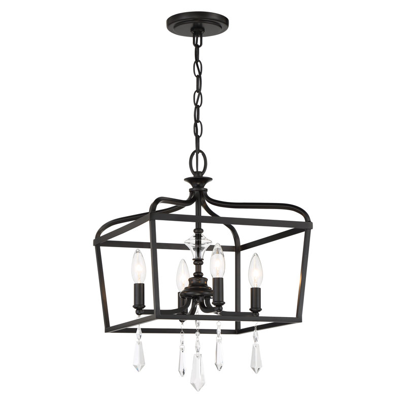 Coal Finish 4-Light Crystal Lantern Chandelier