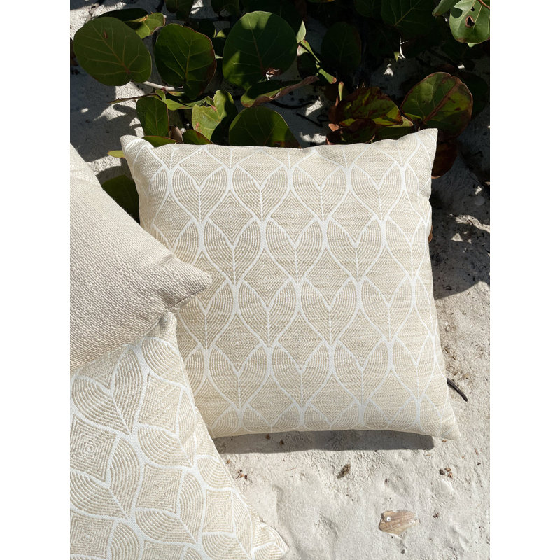Beige 20" Square Indoor/Outdoor Throw Pillow