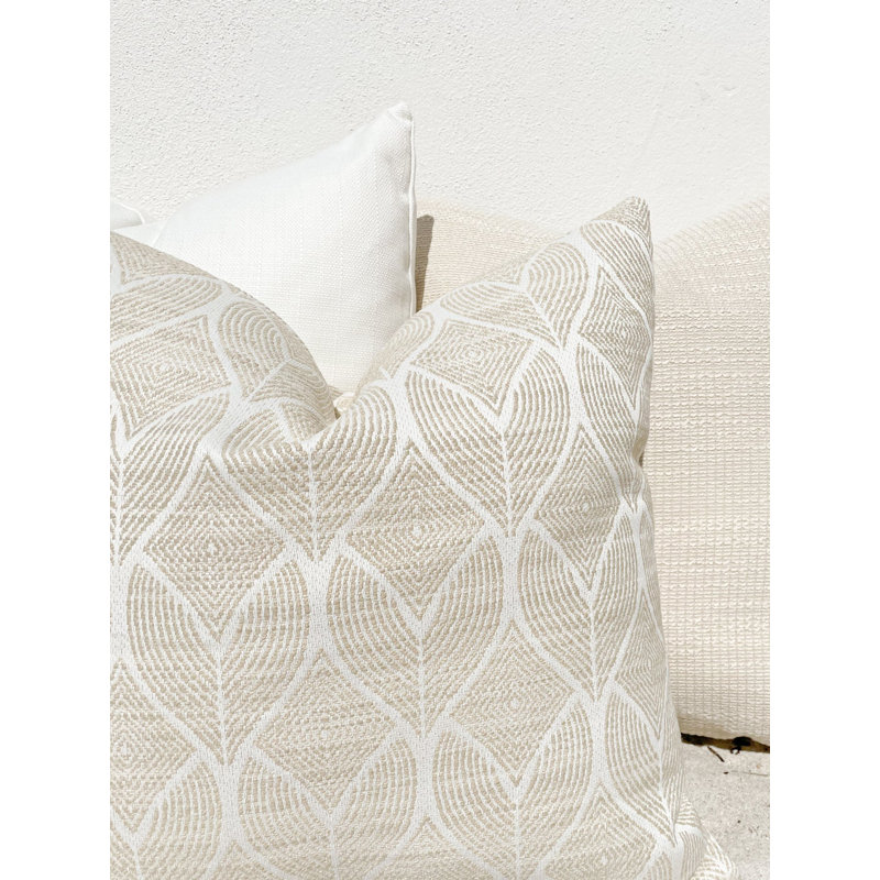 Beige 20" Square Indoor/Outdoor Throw Pillow