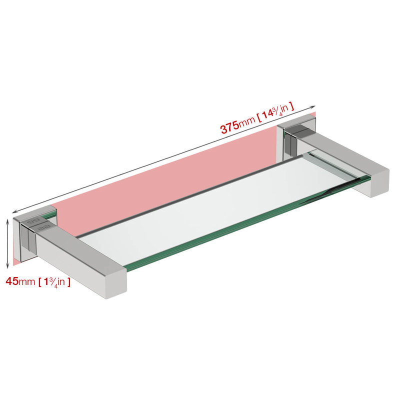 Polished Stainless Steel and Glass Modern Bathroom Shelf