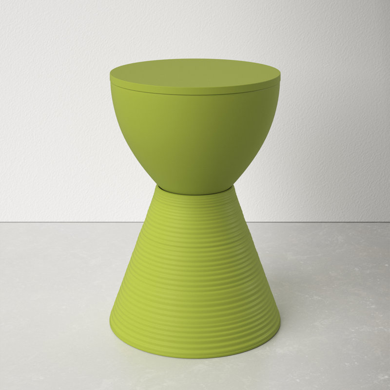 Green Ribbed Round Acrylic End Table