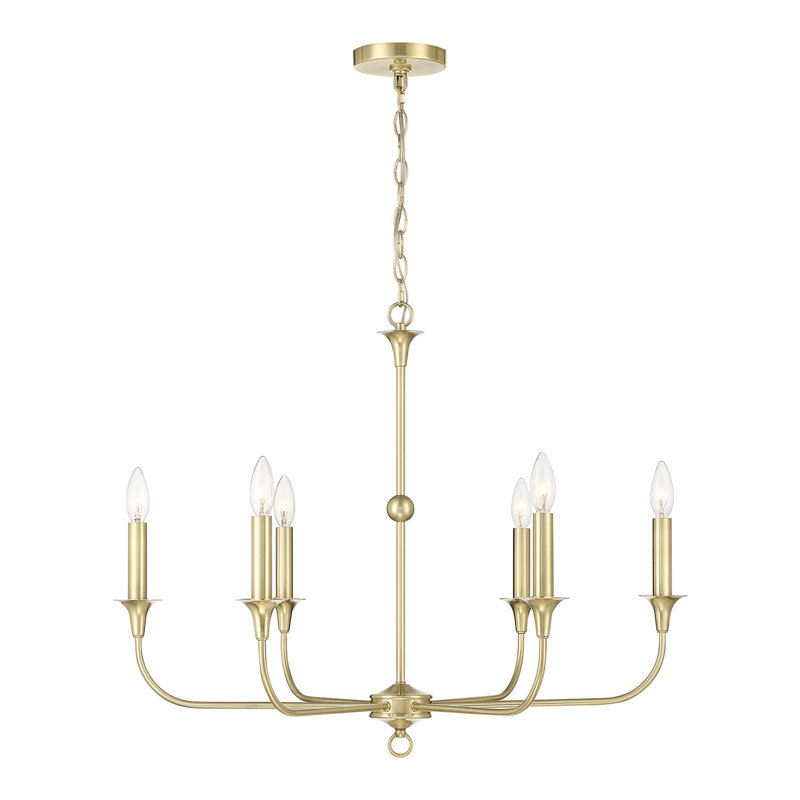 Charlotte Satin Brass 6-Arm Candle Style Chandelier