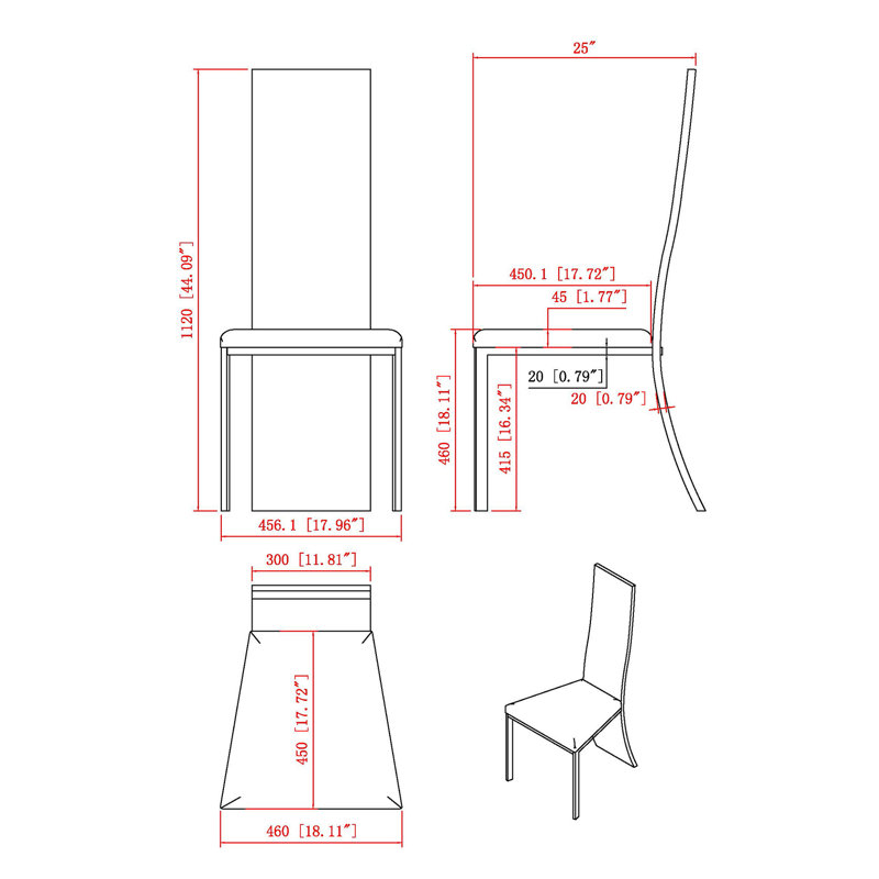 Layla Chic High-Back White Faux Leather Side Chair with Acrylic Detail