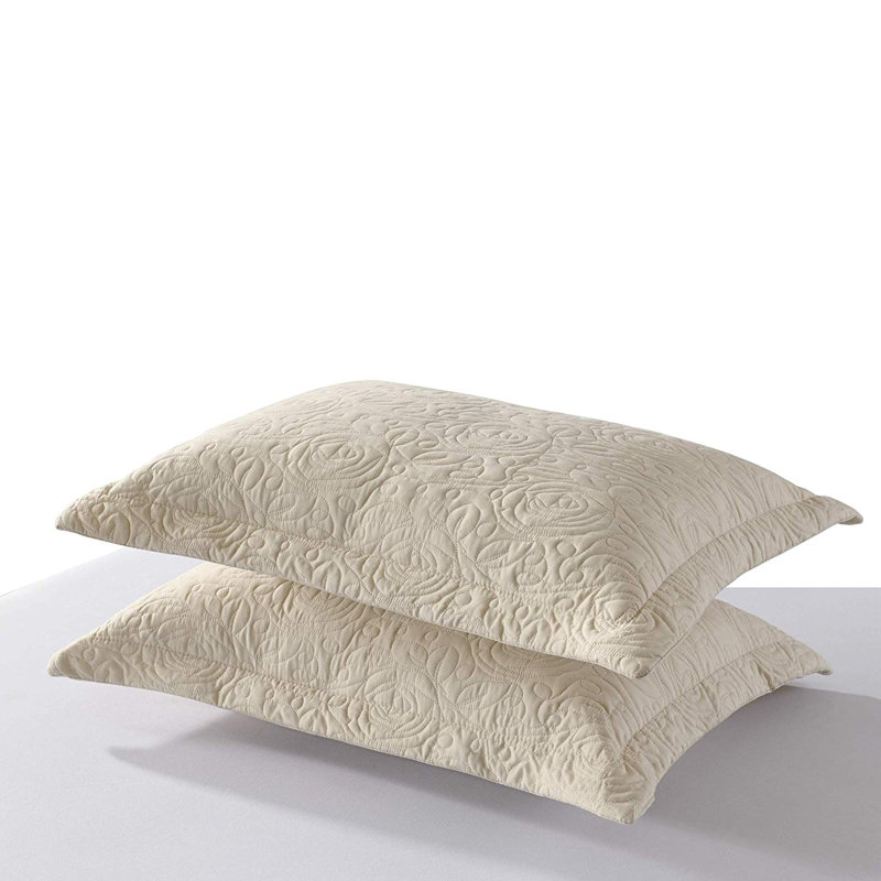 Cream Embroidered Hypoallergenic King Cotton Pillow Shams