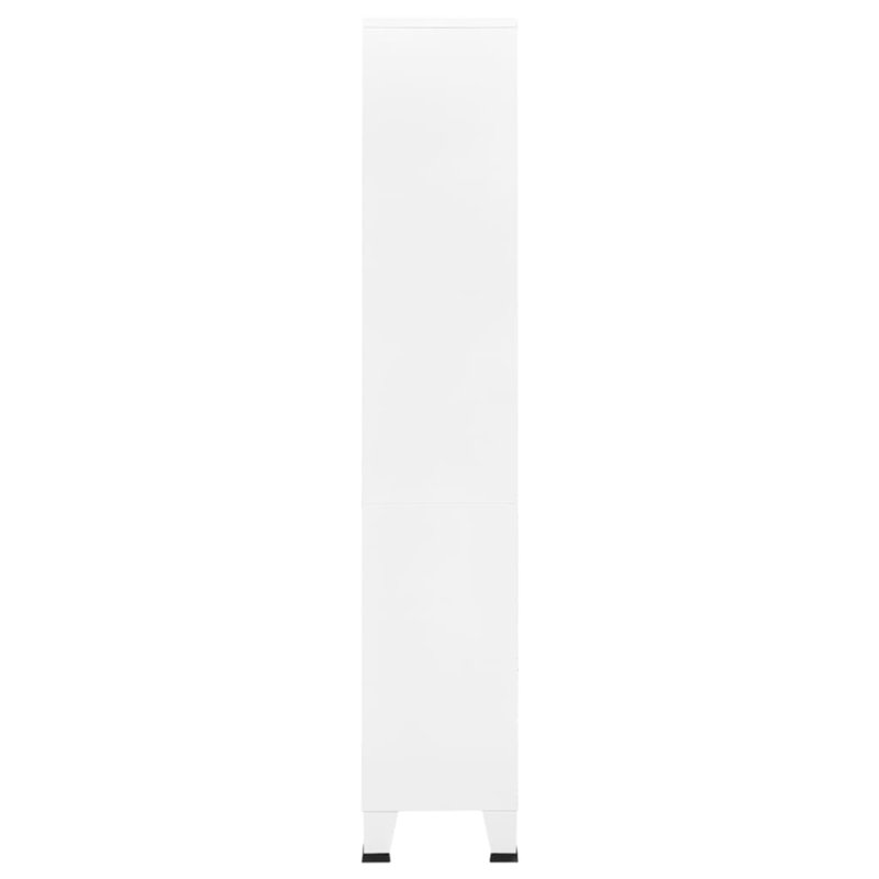White Steel 3-Shelf Bookcase with Cabinet