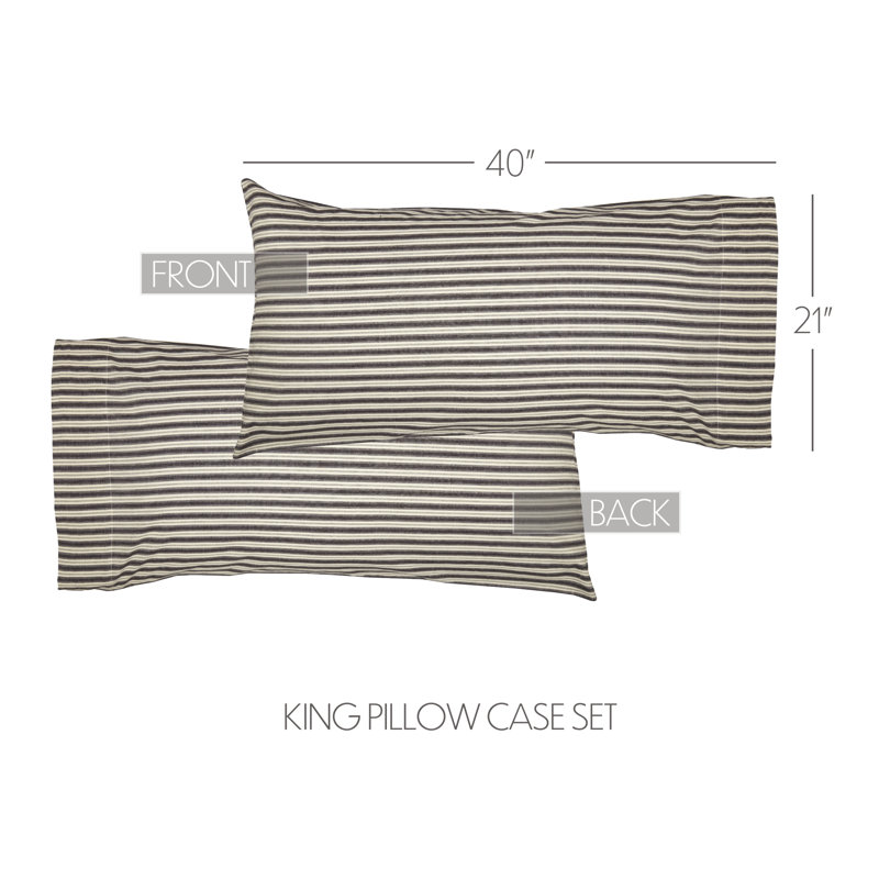 Ashmont Charcoal Grey and Ivory Cotton King Pillowcase Set