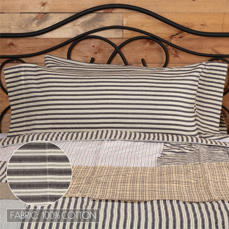 Ashmont Charcoal Grey and Ivory Cotton King Pillowcase Set