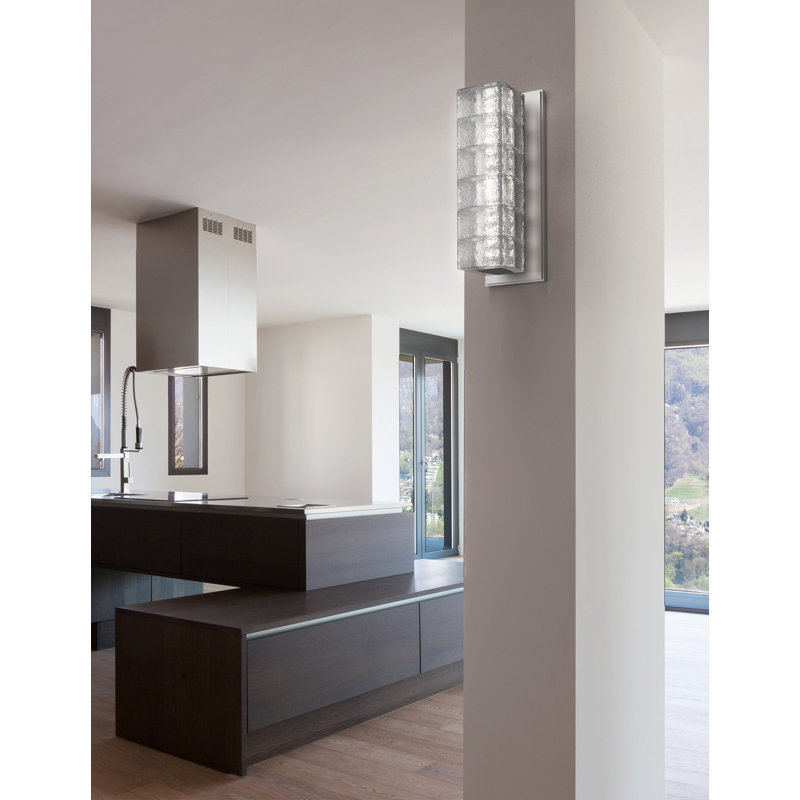 Asscher 13" Silver Dimmable Wall Sconce with Clear Glass