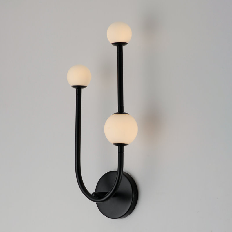 Alina Black Dimmable LED Wall Sconce with Glass Spheres