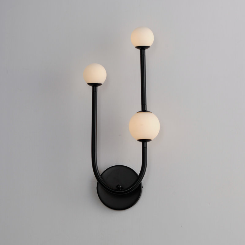 Alina Black Dimmable LED Wall Sconce with Glass Spheres
