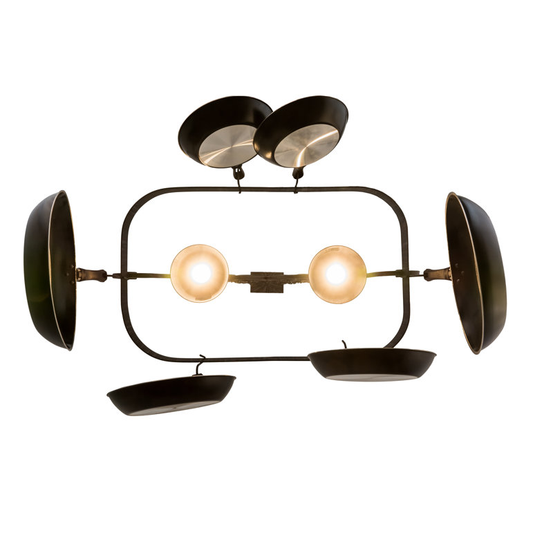 Elana Antique Iron Hanging Pot Rack with Lights