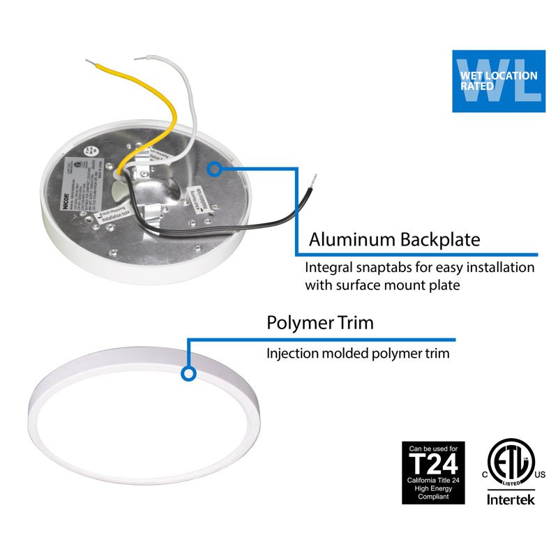 Matte White 5.35" Round LED Surface Mount Downlight, Energy Star Modern