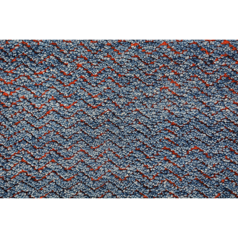 Hand-Knotted Blue Abstract Wool and Viscose Rug, 8' x 10'