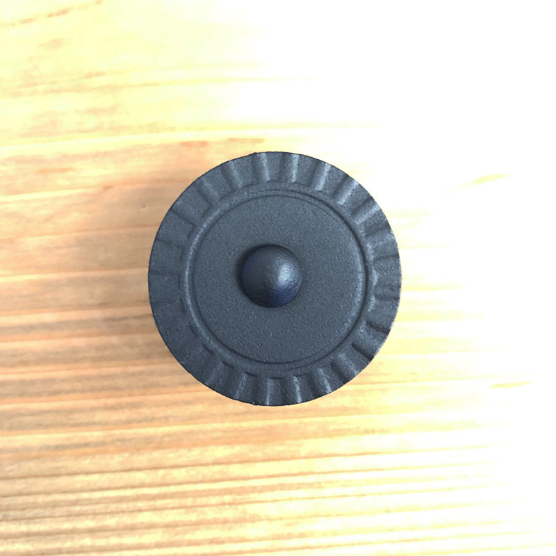 Black Round Iron Mushroom Cabinet Knob with Mounting Hardware