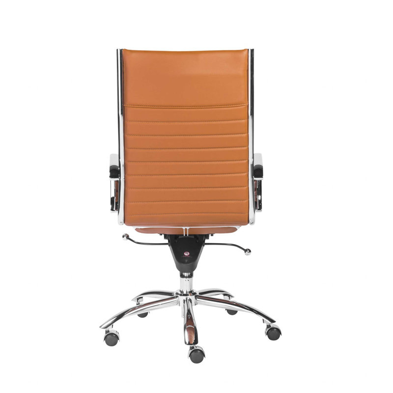 Amelia Cognac Faux Leather High Back Swivel Office Chair