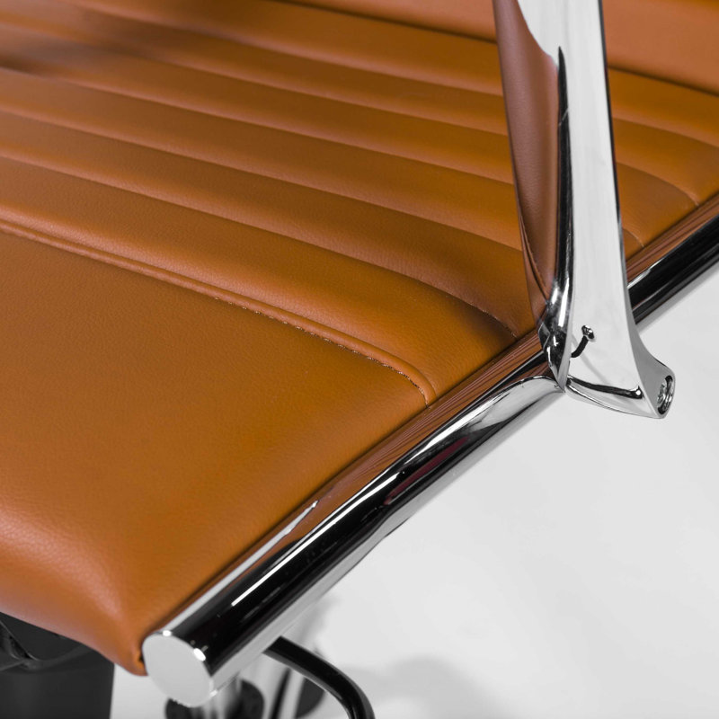 Amelia Cognac Faux Leather High Back Swivel Office Chair