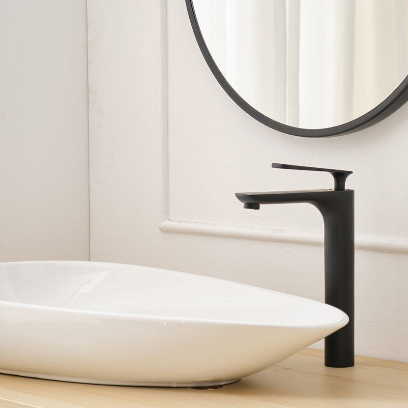 Matte Black Single Handle High Arc Vessel Sink Faucet