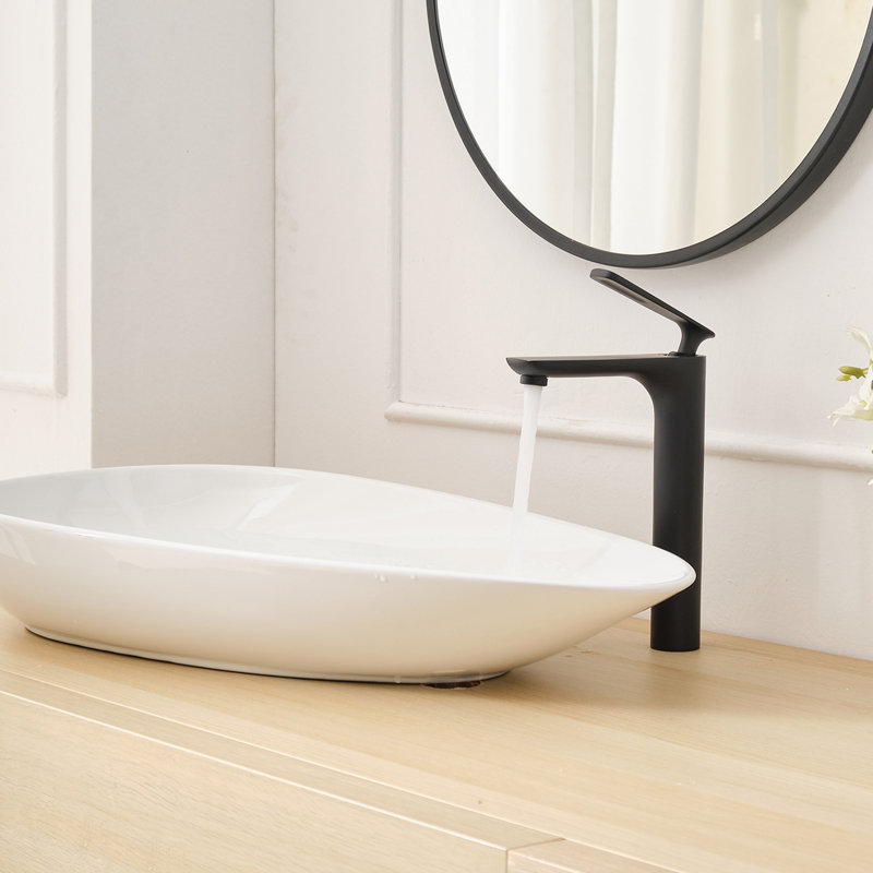 Matte Black Single Handle High Arc Vessel Sink Faucet