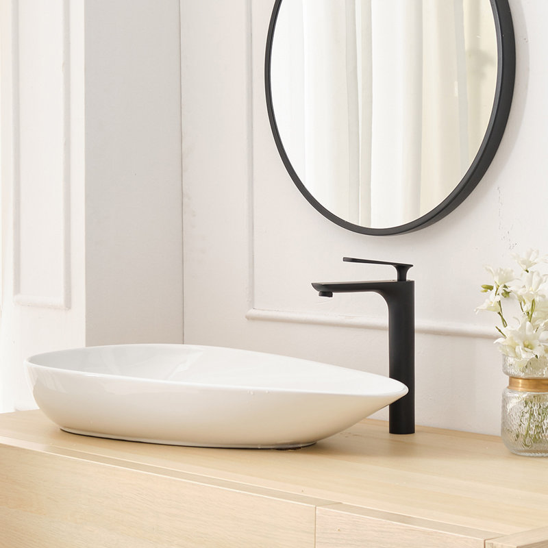 Matte Black Single Handle High Arc Vessel Sink Faucet