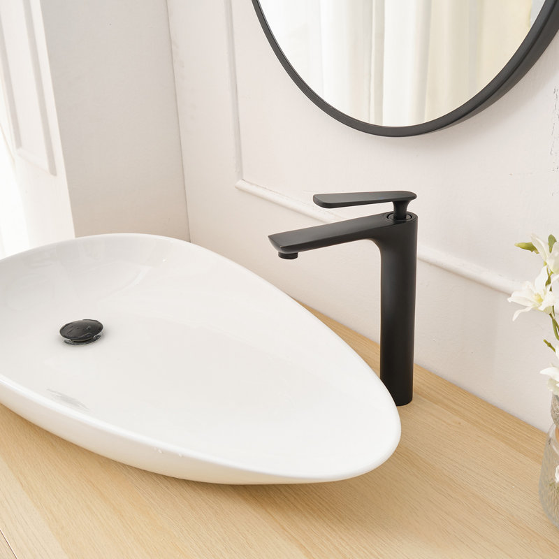 Matte Black Single Handle High Arc Vessel Sink Faucet