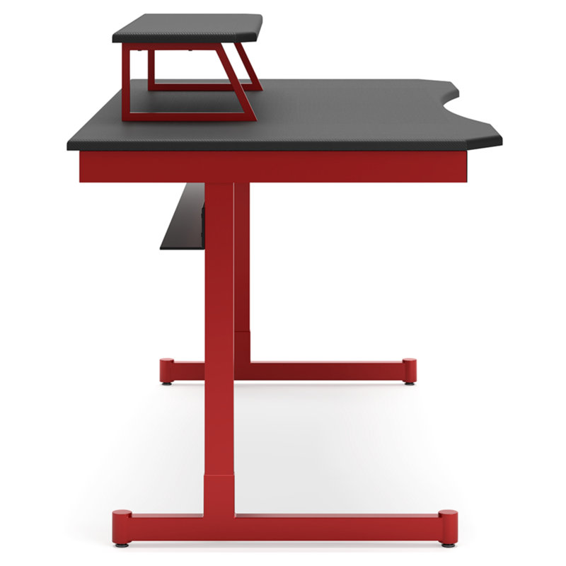 Contemporary 63" Black and Red Gaming Desk with Power Outlet and Cup Holder