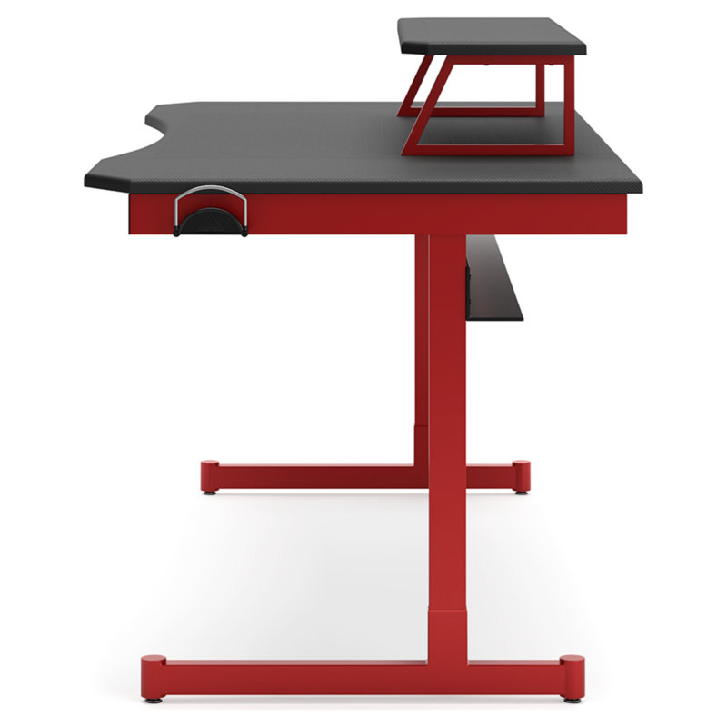 Contemporary 63" Black and Red Gaming Desk with Power Outlet and Cup Holder