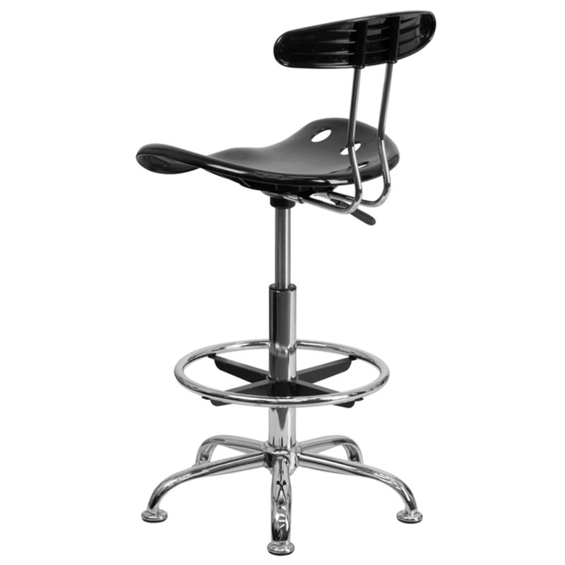 Adjustable Black and Chrome Swivel Tractor Stool