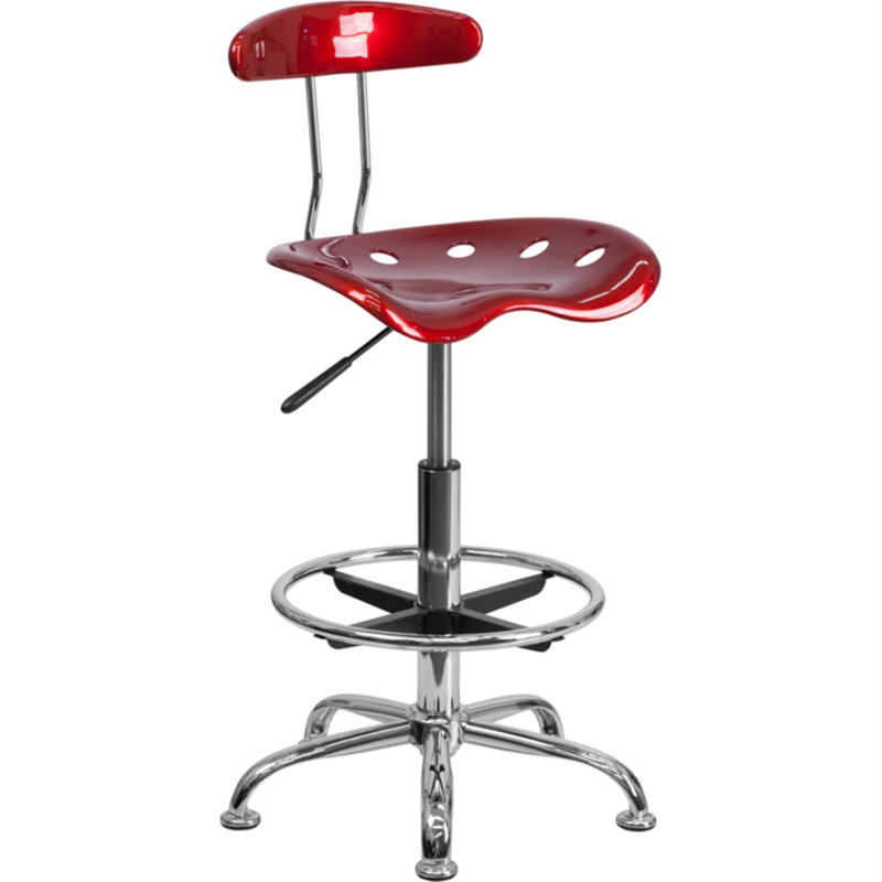 Wine Red Adjustable Swivel Metal Bar Stool