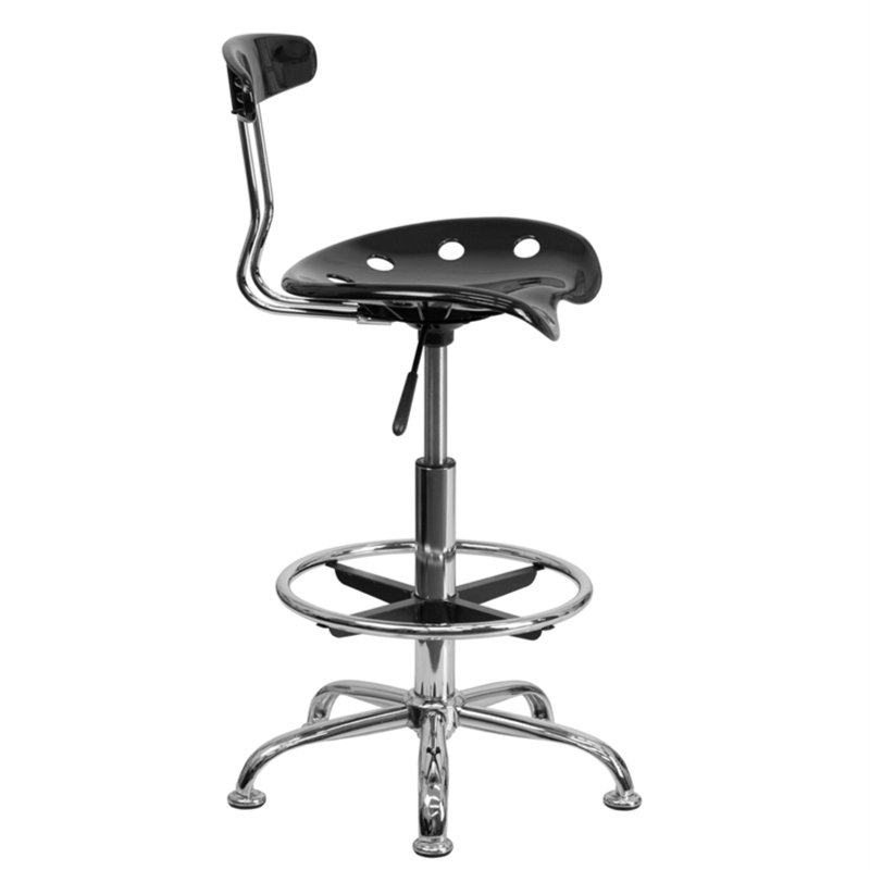 Adjustable Black and Chrome Swivel Tractor Stool