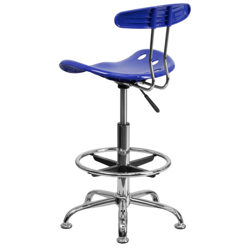 Nautical Blue Adjustable Swivel Metal and Acrylic Drafting Stool