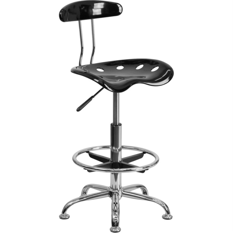 Adjustable Black and Chrome Swivel Tractor Stool