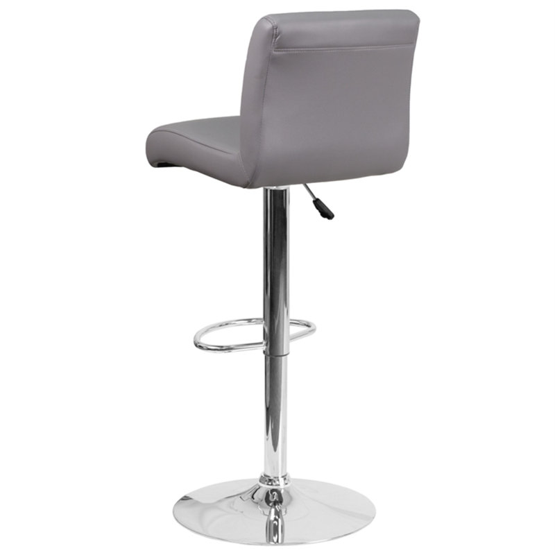 Gray Adjustable Height Swivel Bar Stool with Vinyl Seat