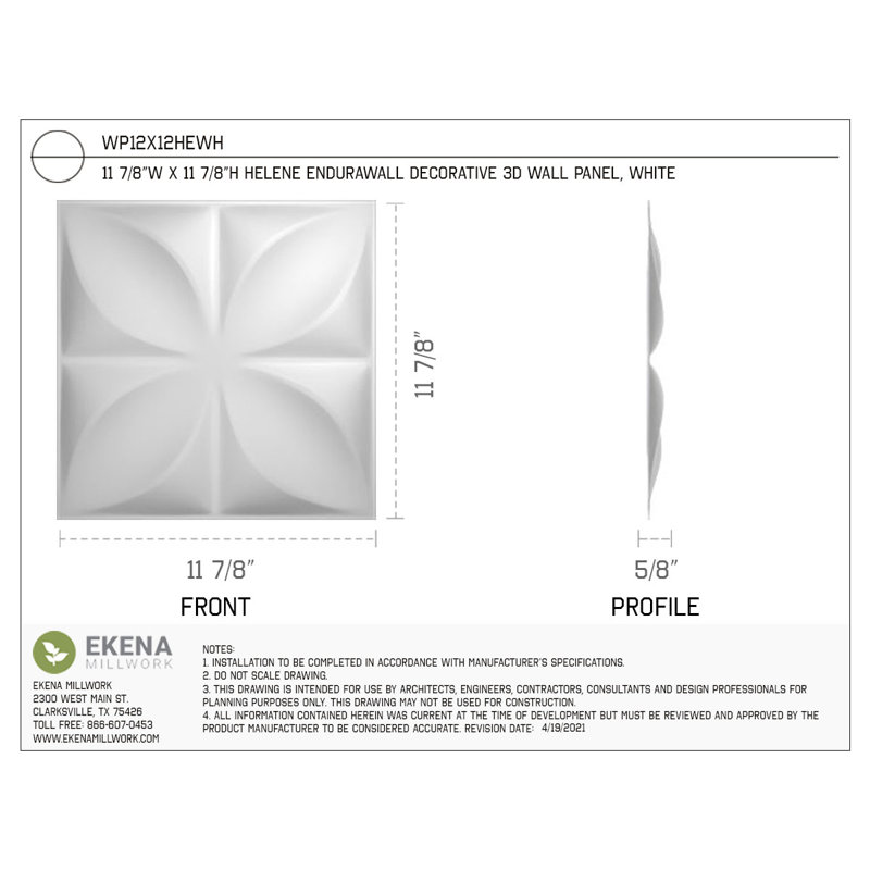Helene White Textured 3D PVC Wall Panels, 12" x 12", 20-Pack
