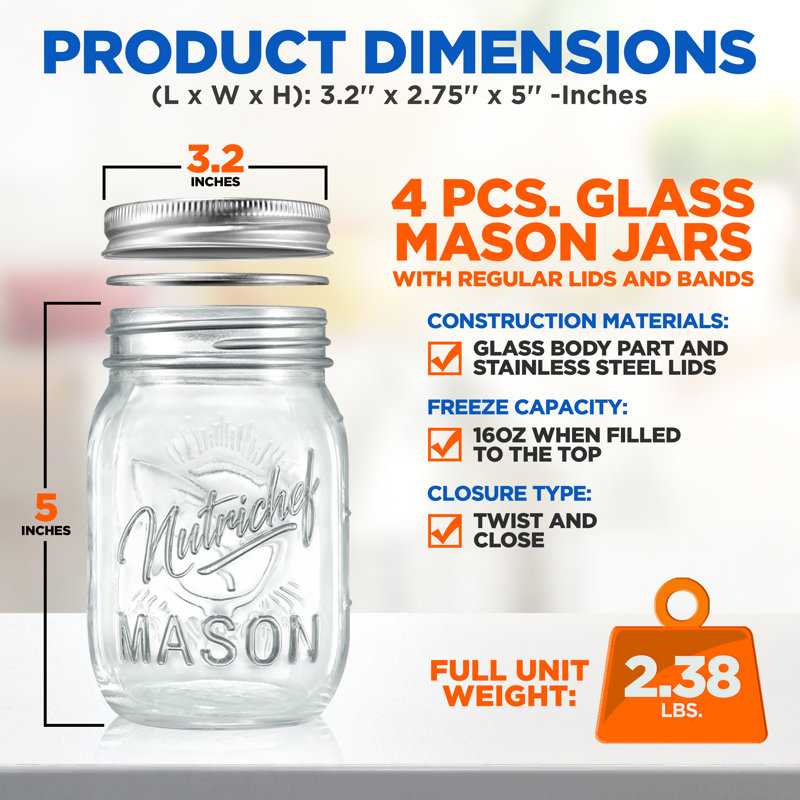 NutriChef Glass Jar - Set of 4 (Set of 4)